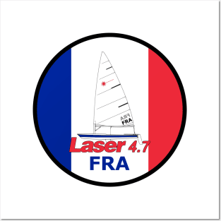 laser class sailboat on flag France Posters and Art